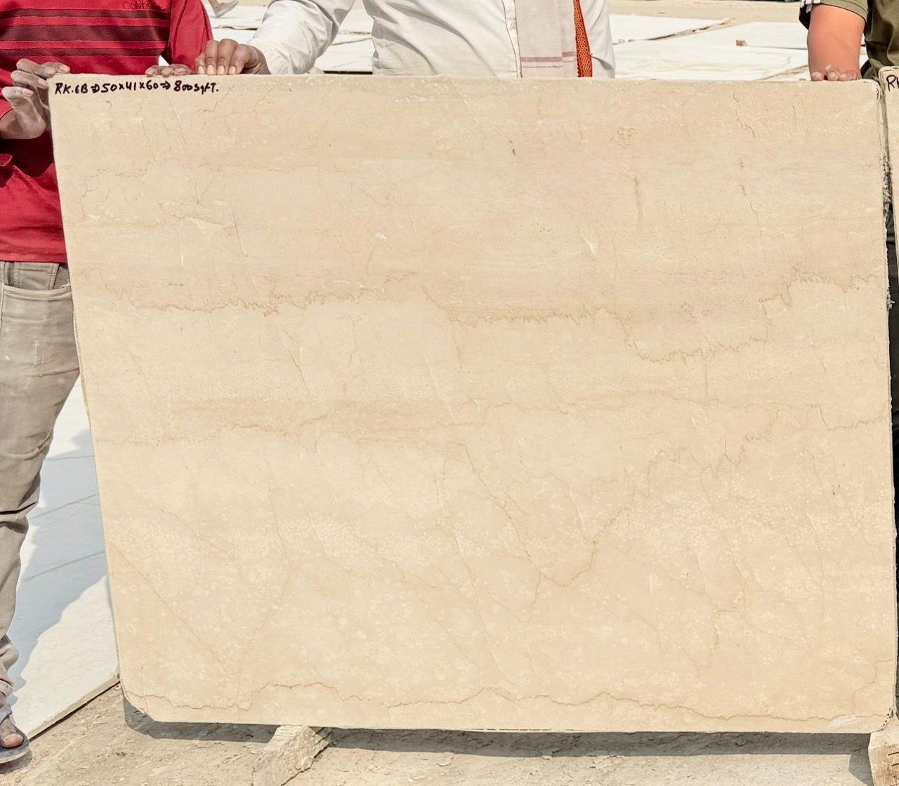 Botticino marble slab selection at full scale