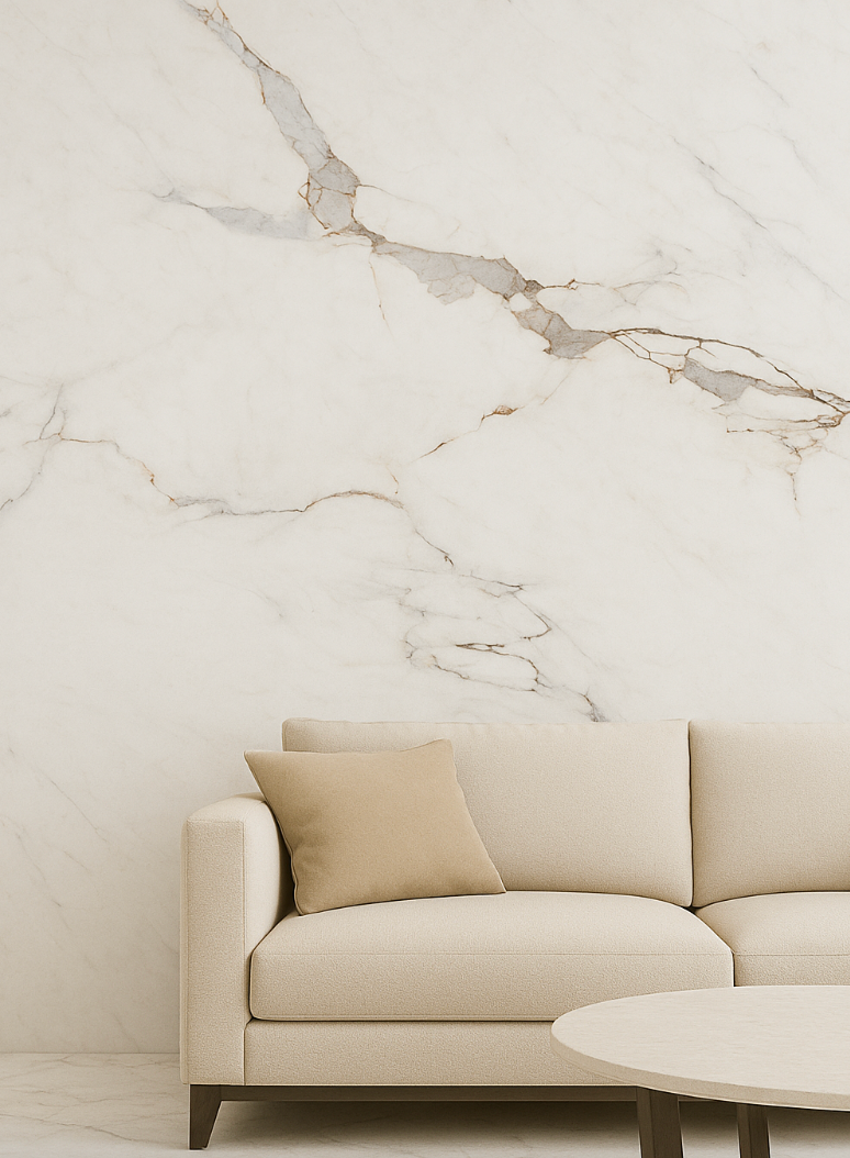 Satvario white marble with soft grey veining